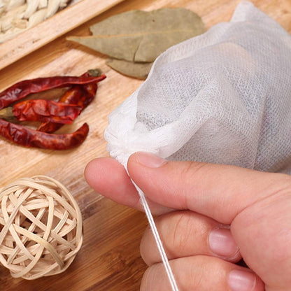 100Pcs Large Tea Bag - Disposable Empty Tea Filter Bags No Mess Mesh Bags with Drawstring for Concentrate/Iced Coffee, Herb, Loose Leaf Tea