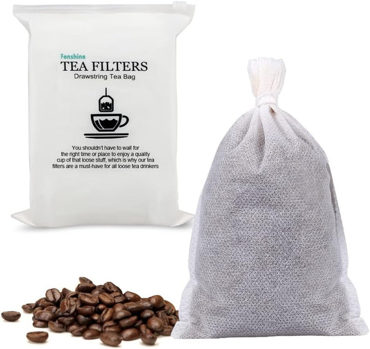 100Pcs Large Tea Bag - Disposable Empty Tea Filter Bags No Mess Mesh Bags with Drawstring for Concentrate/Iced Coffee, Herb, Loose Leaf Tea