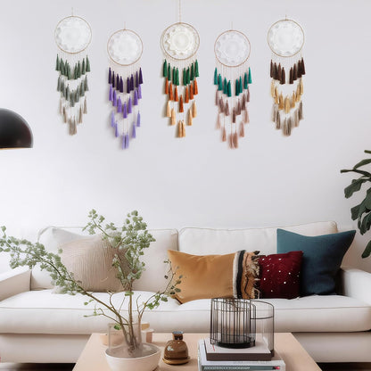 Macrame Dream Catchers for Bedroom - Tassel Wall Hanging Handmade Dreamcatchers Home Decor with Tassel Feather Ornament Craft Blessing Gift (Mix Brown)